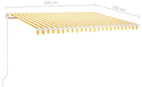 Toldo retrátil manual com LED 400x350 cm amarelo e branco