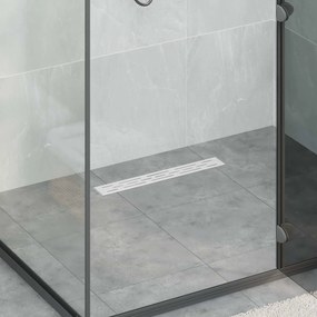 vidaXL Ralo de Chuveiro com Tampa de Vidro e Sifão 360° Prateado 50 cm