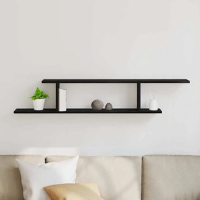 Prateleira de TV Montada na Parede vidaXL Preta em Carvalho 125x18x23