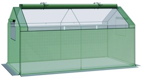 Outsunny Estufa de Jardim 180x92x92cm Estufa de Jardim com 2 Janelas Enroláveis de Dupla Capa e Estrutura de Metal Estufa Verde | Aosom Portugal
