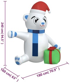 Urso de Natal insuflável com luzes LED 240 cm