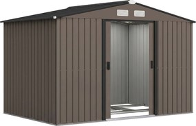 Outsunny Abrigo de Jardim Metálico de Exterior 277x195x192 cm para Armazenamento de Ferramentas com Base de Reforço Castanho Escuro | Aosom Portugal