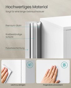 Armário arquivo com 4 portas e 5 prateleiras 40 x 80 x 180 cm branco mate