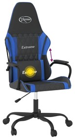 Cadeira gaming de massagens couro artificial preto e azul
