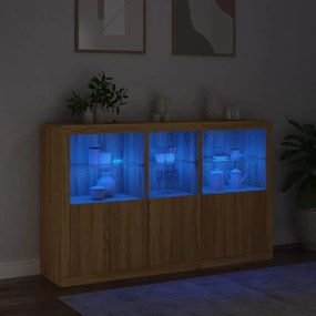 Aparador com luzes LED 162x37x100 cm carvalho sonoma