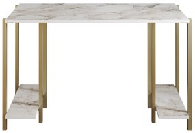 Secretária de Estudo Reader - Branco e Dourado - 125x73,8x60 cm