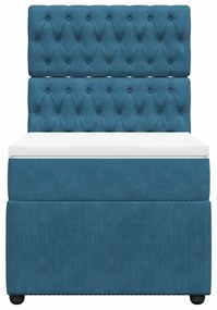 Cama boxspring com colchão 90x200 cm veludo azul
