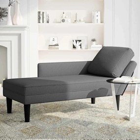 Chaise lounge com almofada tecido corduroy cinzento escuro