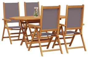 Conjunto de Jantar para Jardim 5 Peças Madeira Acácia Antracite