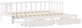 Sofá-cama com gavetão e gavetas sem colchão 90x190 cm branco