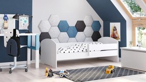 Cama infantil Luk 160x80 branca com grade - colchão e estrado incluido