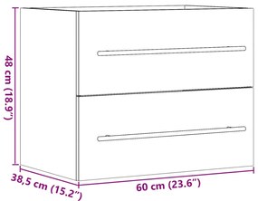 Armário lavatório 60x38,5x48 cm contraplacado cinzento-cimento