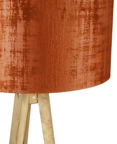 Tripé rústico madeira vintage abajur vermelho 50 cm - TRIPOD Classic Rústico