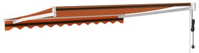 Toldo retrátil automático 3x2,5 m laranja e castanho