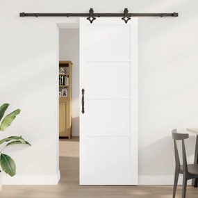 Porta Deslizante vidaXL com Conjunto de Ferragens Brancas 73.5x211 cm Madeira Sólida Pinho