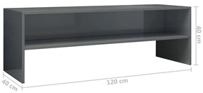 Móvel de TV 120x40x40 cm derivados de madeira cinza brilhante