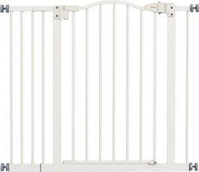 Barreira de Segurança para Cães com Largura Ajustável 74-94 cm e Extensão para Escadas e Portas Branco