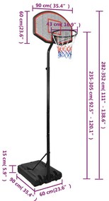 Tabela de basquetebol 282-352 cm polietileno preto