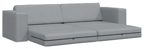 Sofá Cama de Chão 2 em 1 Cinza Claro 245x150x60.5 cm Tecido