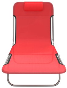 Espreguiçadeiras dobráveis 2 pcs textilene e aço vermelho