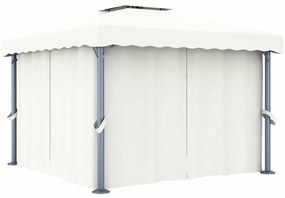 Gazebo com cortinas e cordões de luzes LED 3x3 m branco nata