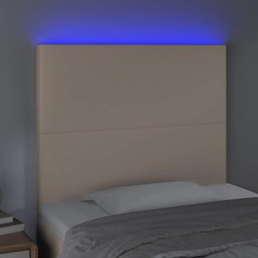 Cabeceira cama c/ LED couro artif. 80x5x118/128 cm cappuccino