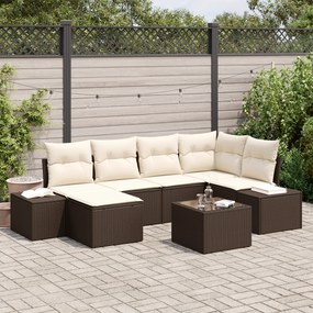Conjunto de Sofá de Jardim de 6 Peças com Almofadas em Rattan Cinza