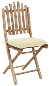Cadeiras de jardim dobráveis c/ almofadões 2 pcs bambu