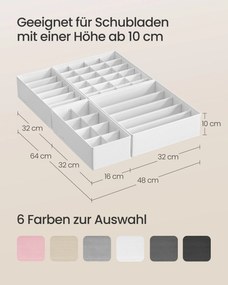 Conjunto de 8 organizadores guarda roupa, gavetas de roupa interior, branco