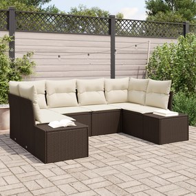 Conjunto de Sofá de Jardim 6 Peças com Almofadas Vime Poliéster Castan
