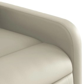 Poltrona reclinável elevatória couro artificial cor creme