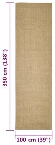 Tapete de sisal para poste arranhador 100x350 cm