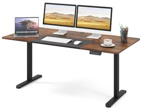 Secretária elétrica 140 x 70 cm com altura ajustável, memória de 4 posições, orifício para cabos e motor silencioso Café