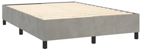 Cama com molas/colchão 140x200 cm veludo cinzento-claro