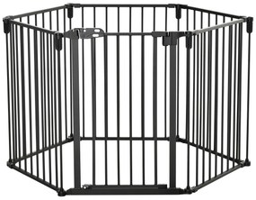 PawHut Parque para Cães de 6 Painéis Dobrável com Porta 362,5x76 cm Preto | Aosom Portugal