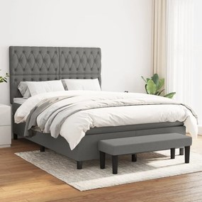 vidaXL Cama com molas/colchão 140x190 cm tecido cinzento-escuro