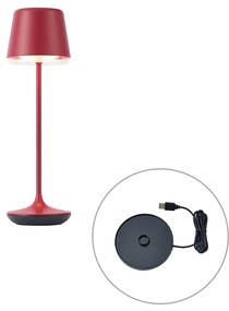 Candeeiro de mesa vermelho com LED IP65 recarregável com estação de carregamento - Treble
