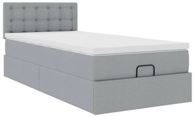 Cama otomana com colchão 100x200 cm tecido cinzento claro