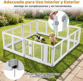 Recinto para Animais de Estimação, 176 x 176 x 57 cm, Painéis Transparentes, Branco
