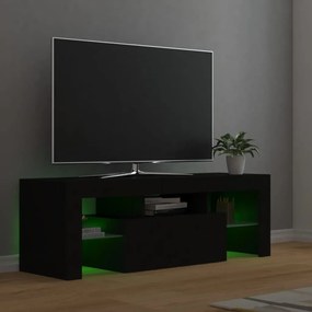 Móvel de TV com luzes LED 120x35x40 cm preto