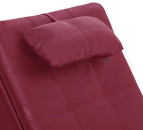 Chaise longue massagem c/ almofada couro artif. vermelho tinto