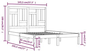 Estrutura de cama 140x190 cm pinho maciço