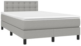 Cama box spring c/ colchão e LED 120x190 cm tecido cinza-claro