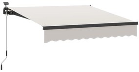 Outsunny Toldo Manual Retrátil 295x250 cm com Luzes LED Solares Toldo para Varanda com Manivela de Alumínio e Proteção UV50+ Creme