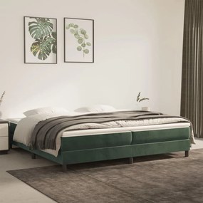 Cama com molas/colchão 200x200 cm veludo verde-escuro