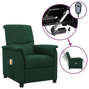 vidaXL Poltrona de massagens elétrica tecido verde-escuro