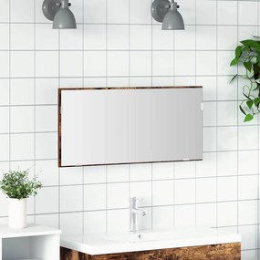vidaXL Espelho de banheiro Montado na parede Castanho 80 x 8.5 x 37 cm