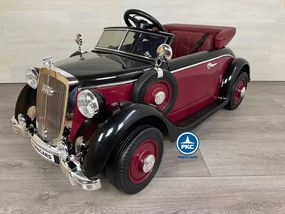 Carro elétrico para crianças Audi retro Horch 12V, Rodas de espuma, Assento de couro Vermelho e preto