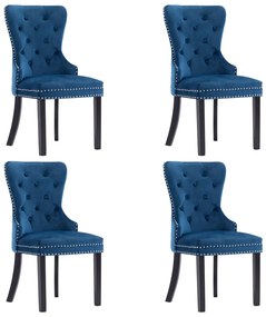 Cadeiras de jantar 4 pcs veludo azul