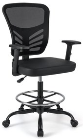 Cadeira de escritorio ergonómica Altura do assento 54-75 cm giratória alta com apoios de braços rebatíveis Preto